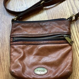 Fossil Tan Leather Shoulder Bag